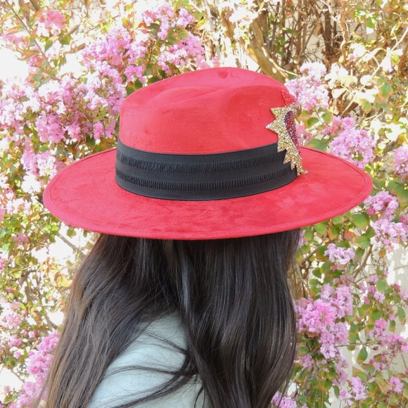 Handmade wide brim hat made in Mexico hand painted - Picture 5 of 16